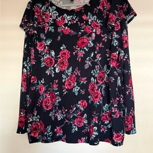 Lane Bryant Long Sleeve Ruffle Shoulder Top SIZE 18/20 EUC